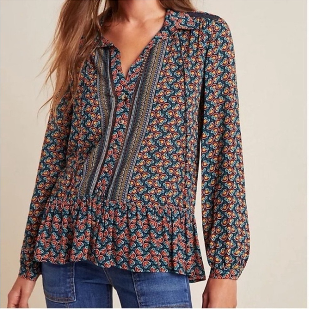 Anthropologie Maeve Janie Flounced Peasant Blouse (6) - Picture 2 of 7